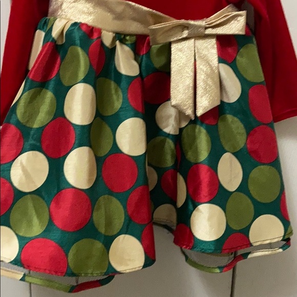 Bonnie Baby Red, Green and Gold LS Dress - Picture 3 of 6